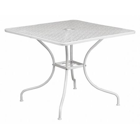 Flash Furniture 35.5" Square White Steel Patio Table-Umbrella Hole CO-6-WH-GG
