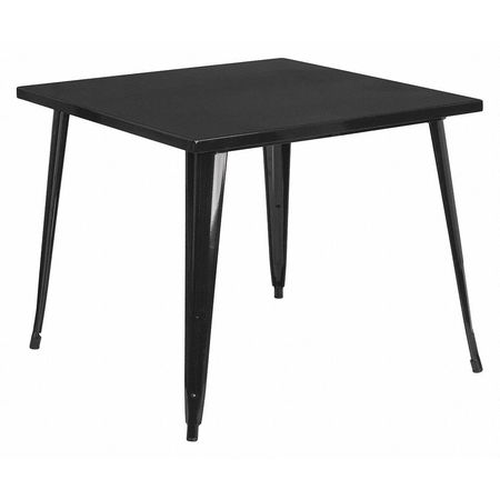 Flash Furniture Square 35.5" W, 35.5" L, 29.75" H, Galvanized Steel, Rubber Top, Black CH-51050-29-BK-GG