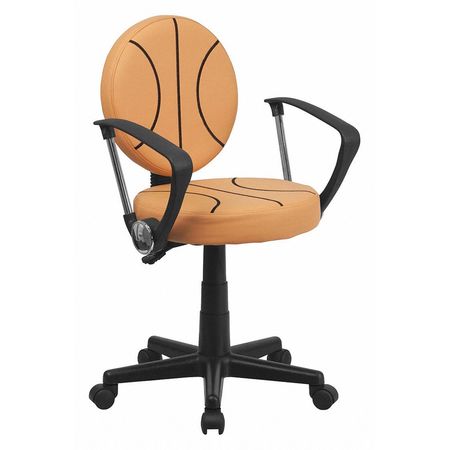 FLASH FURNITURE Metal Task Chair, 17" to 21-1/2", Fixed Arms, Black and Orange BT-6178-BASKET-A-GG
