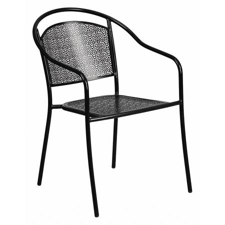 FLASH FURNITURE Black Steel Patio Arm Chair with Round Back CO-3-BK-GG