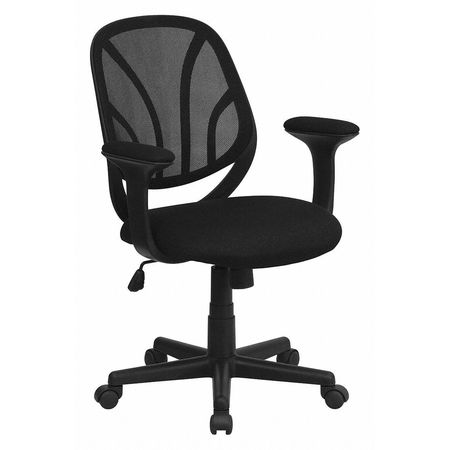 FLASH FURNITURE Mesh Task Chair, 17" to 20-3/4", Fixed Arms, Black GO-WY-05-A-GG