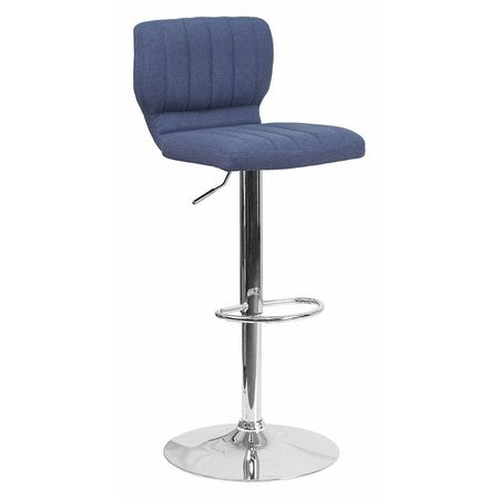 Flash Furniture Blue Fabric Barstool, Adj Height, Frame Material: Metal CH-132330-BLFAB-GG