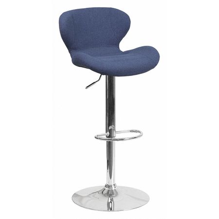 Flash Furniture Blue Fabric Barstool, Adj Height CH-321-BLFAB-GG