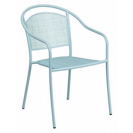 FLASH FURNITURE Sky Blue Steel Patio Arm Chair with Round Back CO-3-SKY-GG
