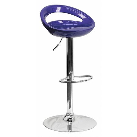 Flash Furniture Blue Vinyl Barstool, Adj Height, Seat Material: Plastic CH-TC3-1062-BL-GG