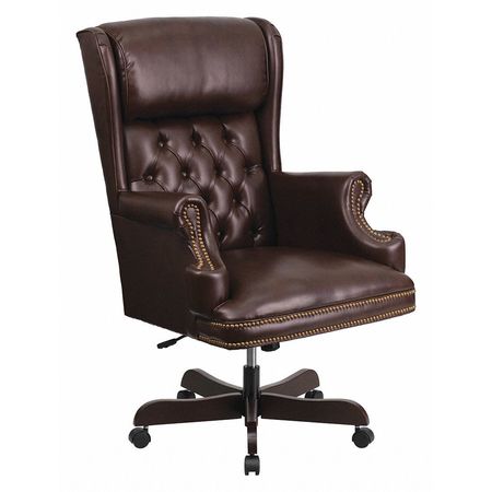 Flash Furniture Executive Chair, Leather, 18-1/2" to 21" Height, Fixed Arms, Brown CI-J600-BRN-GG