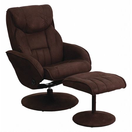 Flash Furniture Brown Microfiber Recliner and Ottoman-Wrapped Base BT-7895-MIC-PINPOINT-GG