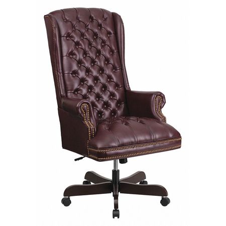 FLASH FURNITURE Leather Executive Chair, 20" to 23", Fixed Arms, Burgundy CI-360-BY-GG