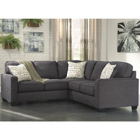 Flash Furniture Sectional, 37-1/2" to 90" x 38-1/2", Upholstery Color: Charcoal FSD-1669SEC-2PC-CH-GG