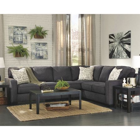 Flash Furniture Sectional, 37-1/2" to 90" x 38-1/2", Upholstery Color: Charcoal FSD-1669SEC-3RAFS-CH-GG