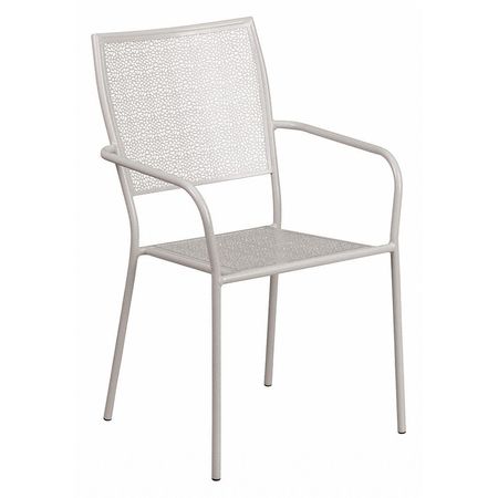 Flash Furniture Light Gray Steel Patio Arm Chair with Square Back CO-2-SIL-GG