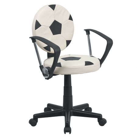 FLASH FURNITURE Metal Task Chair, 17" to 21-1/2", Black and White BT-6177-SOC-A-GG