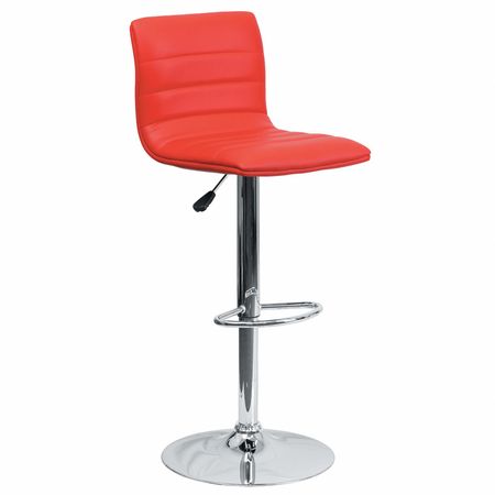 Flash Furniture Red Vinyl Barstool, Adj Height CH-92023-1-RED-GG