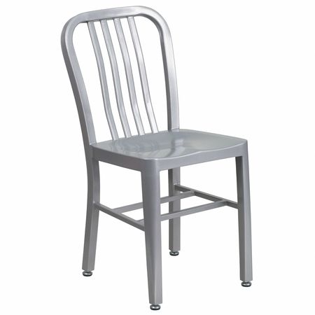 FLASH FURNITURE Gael Commercial Grade Silver Metal Indoor-Outdoor Chair CH-61200-18-SIL-GG
