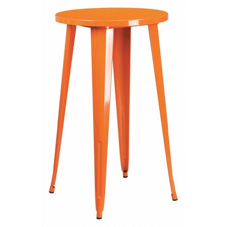 Flash Furniture Orange Metal Bar Table, 24RD, 24" W, 24" L, 41" H, Galvanized Steel, Rubber Top, Orange CH-51080-40-OR-GG
