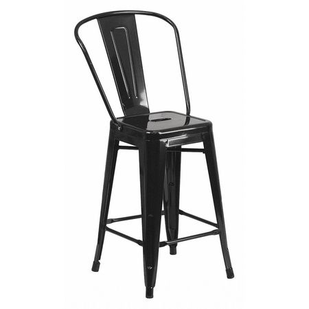 FLASH FURNITURE 24" High Black Metal Counter Height Stool CH-31320-24GB-BK-GG