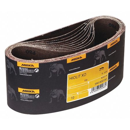 Mirka Sanding Belt, 4" W, 24" L, 120 Grit, Hiolit X 57-4-24-120T