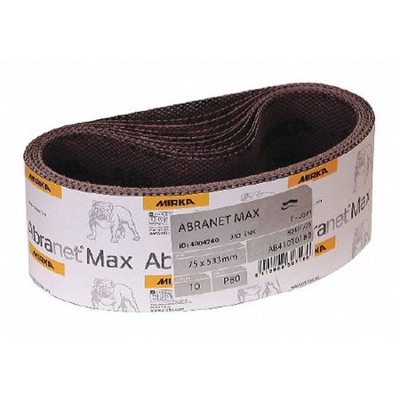 Mirka Sanding Belt, 4" W, 24" L, 100 Grit, Abranet AB-4-24-100T