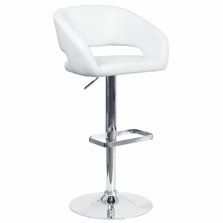 Flash Furniture White Vinyl Adjustable Height Barstool CH-122070-WH-GG
