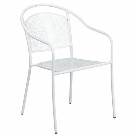 FLASH FURNITURE White Steel Patio Arm Chair with Round Back CO-3-WH-GG