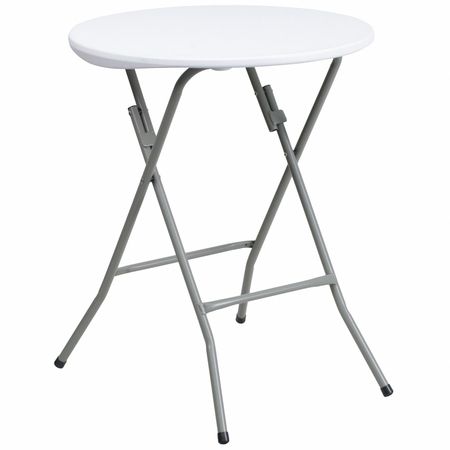 FLASH FURNITURE Round Wh 24Rnd Plastic Fold Table, 24" W, 24" L, 29.375" H, Granite White DAD-YCZ-80R-1-SM-GW-GG