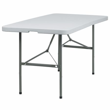 FLASH FURNITURE Rectangle Wh 30X60 Plastic Bi-Fold Table, 30" W, 60" L, 29" H, Plastic Top, White DAD-YCZ-152Z-GG