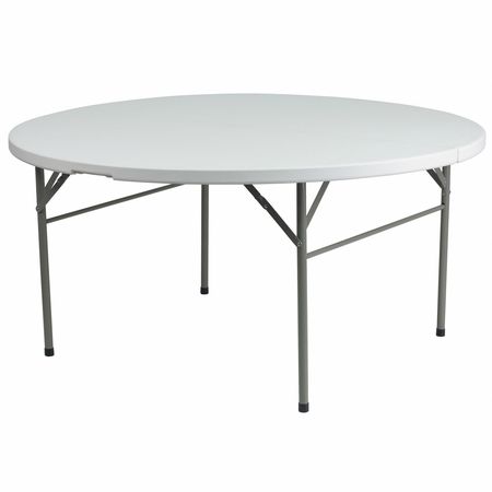 Flash Furniture Round Wh 60Rnd Plastic Bi-Fold Table, 60.5" W, 60.5" L, 29.5" H, Plastic Top, White DAD-154Z-GG