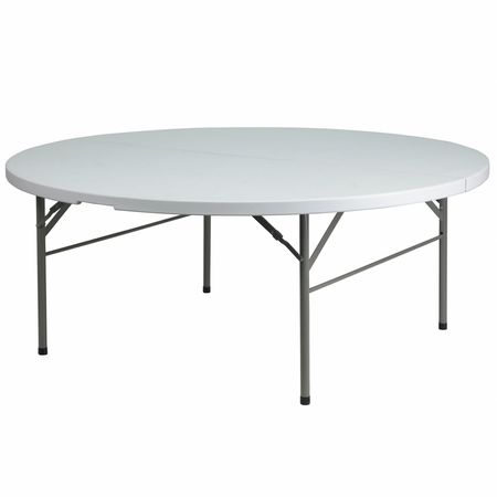 Flash Furniture Round Wh 72Rnd Plastic Bi-Fold Table, 71" W, 71" L, 29" H, Plastic Top, White DAD-183RZ-GG