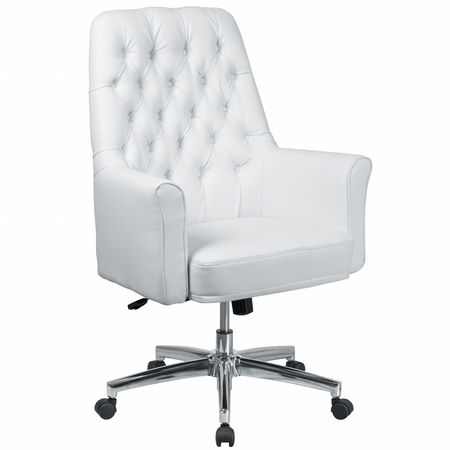 FLASH FURNITURE Executive Chair, Foam, 19" to 22" Height, Fixed Arms, White BT-444-MID-WH-GG