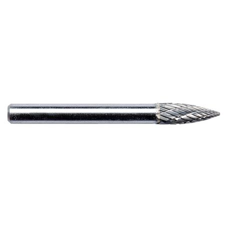 ZORO SELECT Carbide Bur, Pointed Tree, 1/4 19D880