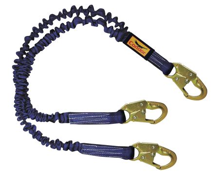 Condor Shock Absorbing Lanyard, 4 ft. 6" to 6 ft., Blue 19F386