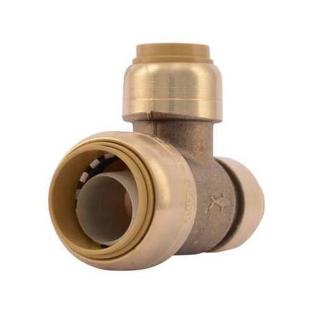 Sharkbite Push-to-Connect Reducing Tee, 3/4 in x 1/2 in x 1/2 in Tube Size, Brass, Brass U454LF