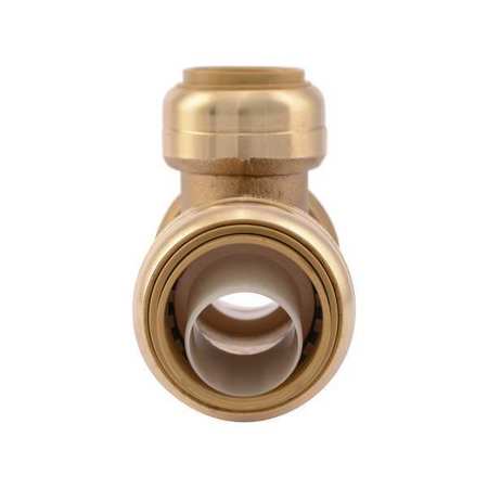Sharkbite Push-to-Connect Reducing Tee, 1 in x 1 in x 3/4 in Tube Size, Brass, Brass U416LF