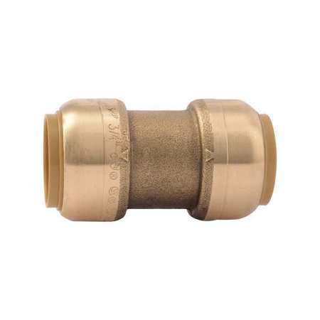 Sharkbite Push-to-Connect Coupling, 3/4 in Tube Size, Brass, Brass U016LF