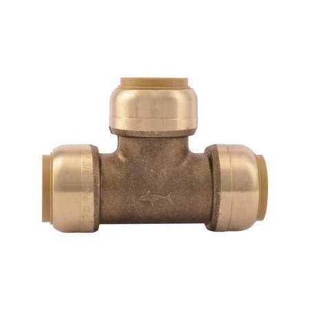 Sharkbite Push-to-Connect Tee, 3/4 in Tube Size, Brass, Brass U370LF