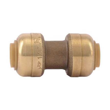 SHARKBITE Push-to-Connect Coupling, 1/4 in Tube Size, Brass, Brass U004LF
