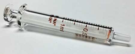 FORTUNA Reusable Glass Syringe, Glass Luer, 1 mL 7.102-21