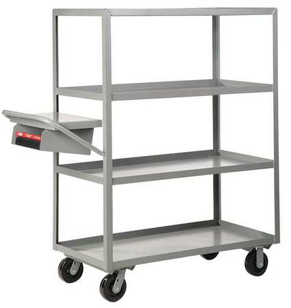 Little Giant Order-Picking Utility Cart with Lipped Metal Shelves, Steel, Flat, 4 Shelves, 3,600 lb 4ML-2448-6PH-WSP