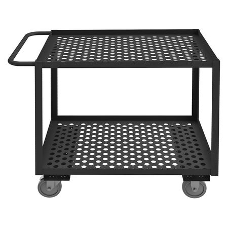Zoro Select Flow-Through Utility Cart with Perforated Lipped Metal Shelves, Steel, Flat, 2 Shelves, 1,200 lb RSCM-2436-2-95