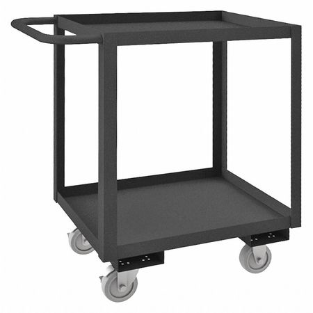 Zoro Select Utility Cart with Lipped Metal Shelves, Steel, Flat, 2 Shelves, 1,200 lb RSC-1824-2-95