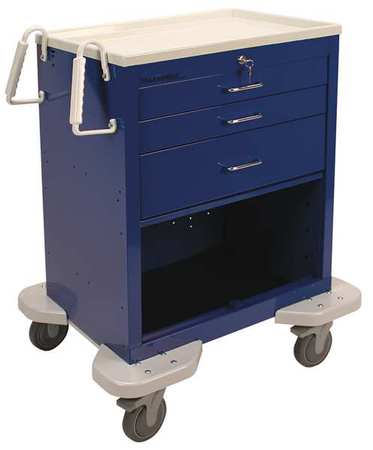 LAKESIDE Medical Procedure Cart, Steel, Ergonomic, 1 Shelves, 300 lb C-324-P2K-1B