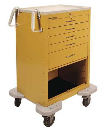 LAKESIDE Steel General Medical Supply Cart with Drawers, Ergonomic, 1 Shelves, 300 lb C-530-P2K-1Y