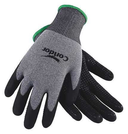 CONDOR Foam Nitrile Coated Gloves, Palm Coverage, Black/Gray, L, PR 19K987