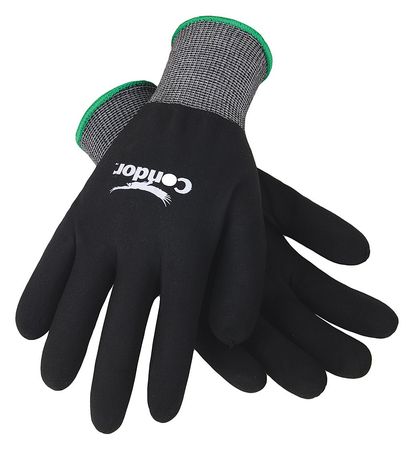 CONDOR Foam Nitrile Coated Gloves, Full Coverage, Black, L, PR 19K982
