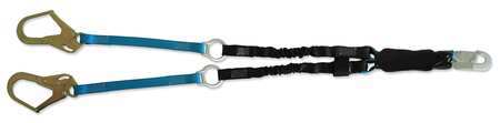 TRACTEL Shock Absorbing Lanyard, 4 ft. 6" to 6 ft., Black, Blue CAY226H/R