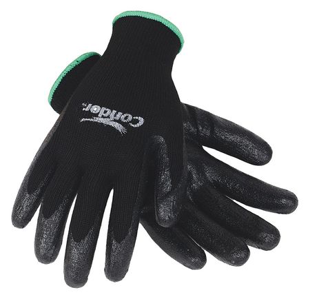 CONDOR Nitrile Coated Gloves, Palm Coverage, Black, 2XL, PR 19L527