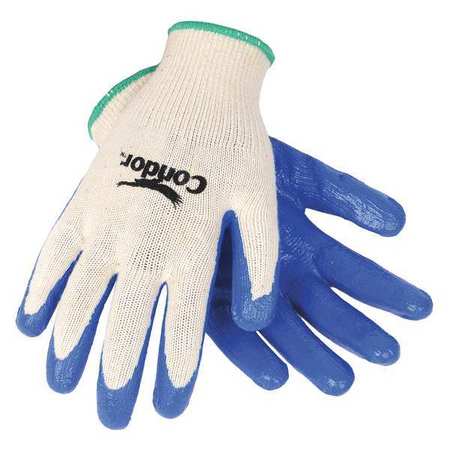 CONDOR Nitrile Coated Gloves, Palm Coverage, Natural/Blue, Xl, PR 19L531