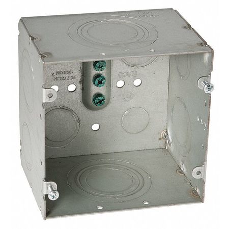 Raco Electrical Box, 66.7 cu in, Data Box, 2 Gang, Steel, Square 260