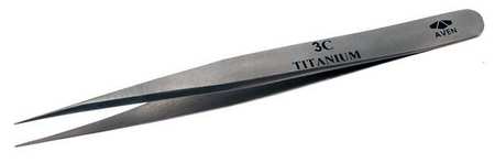 AVEN Precision Tweezer, Titanium, 4-1/2 In 18056TT