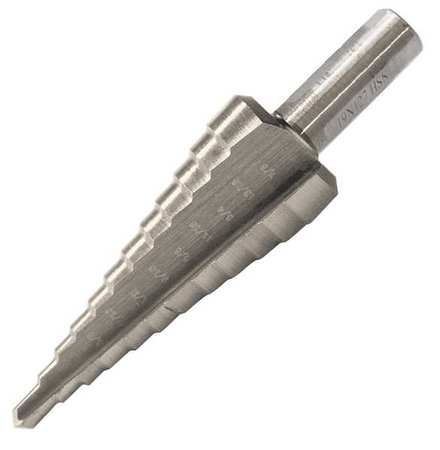 WESTWARD HSS Step Drill Bit 12 Sizes, 3/16-7/8" 19N127